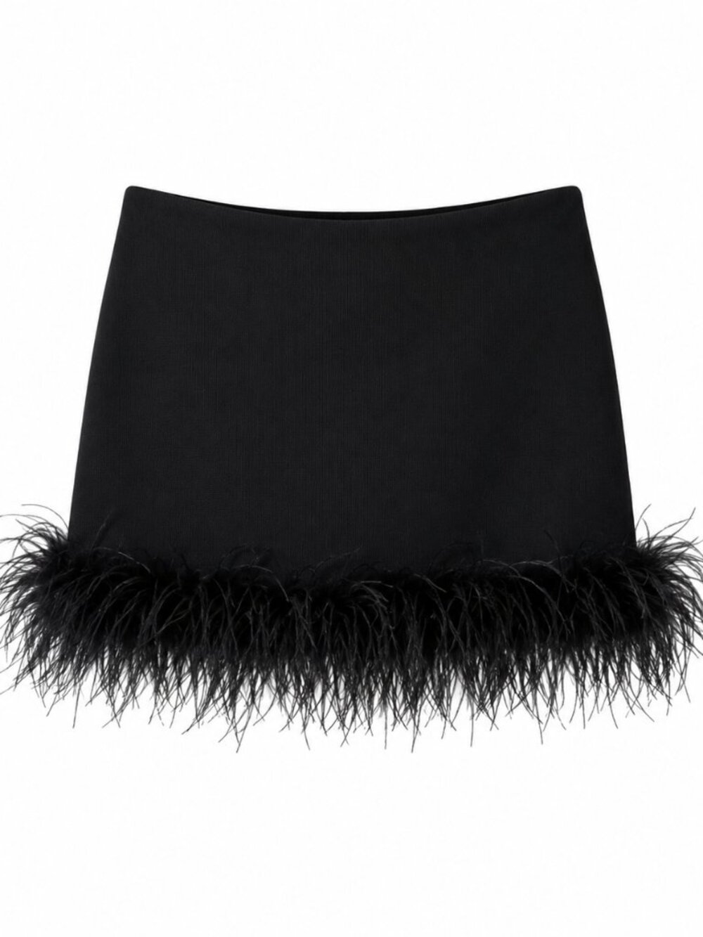 ASTR the Label Keily Feather Trim Mini Skirt Black (Size M)